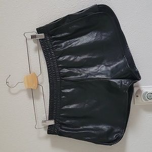 Faux leather black shorts